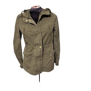 Love Tree Olive Green Women's Hooded Utility Jacket Size Small